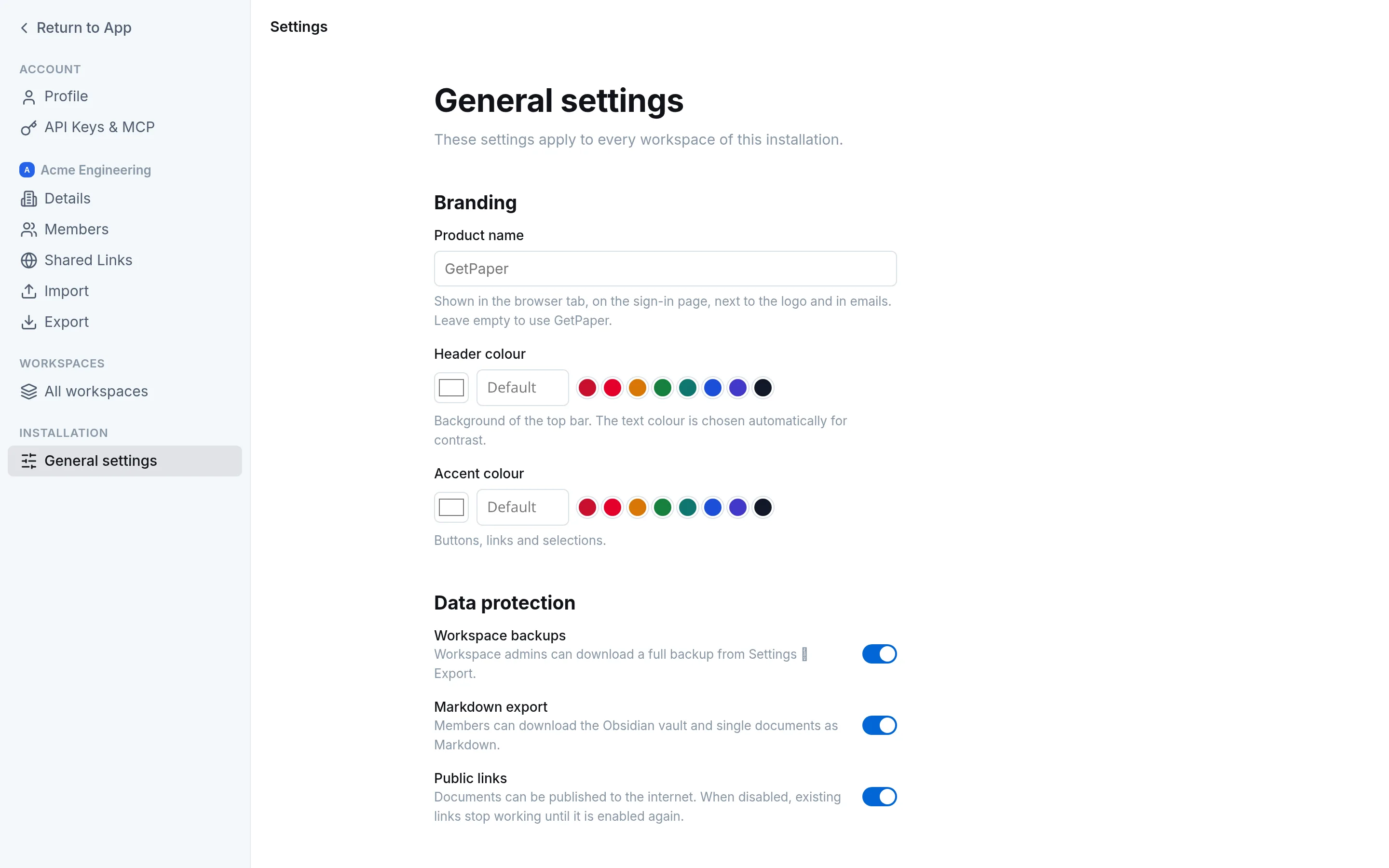 General settings for superadmins